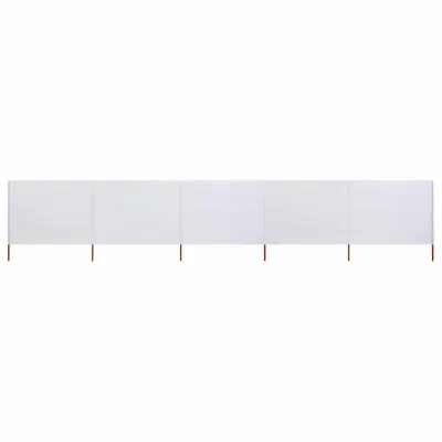vidaXL Paravan anti-vânt cu 5 panouri alb nisipiu 600x120 cm textil