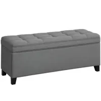 HOMCOM Bancă de depozitare 112 L, banchetă la picioarul patului din material tip in, șezut capitonat, 120 x 40 x 48 cm, gri închis | Aosom Romania