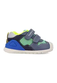 Pantofi sport cu inchidere velcro si garnituri din piele - Galben/Albastru prafuit/Mint
