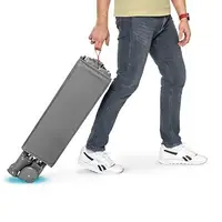 Patut de calatorie pentru copii, Kidnort Ihalig Light Gray cu geanta de transport, salteluta, usa cu fermoar si roti cu posibilitatea de blocare, dimensiune desfacut 128 x 68 x 78.5 cm