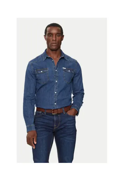 Camasa din chambray cu buzunare aplicate