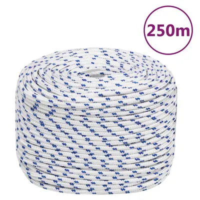 vidaXL Frânghie de barcă, alb, 8 mm, 250 m, polipropilenă