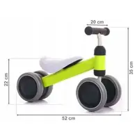 Vehicul copii fara pedale Ecotoys JM-118 verde, scaun confortabil si moale, roti duble fata-spate, varsta 18-36 luni, sarcina maxima admisa 20 kg, roti din plastic moale
