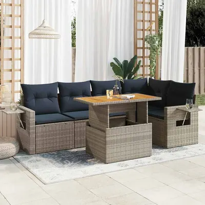 Gossi set mobilier gradina cu perne, 6 piese, gri, poliratan