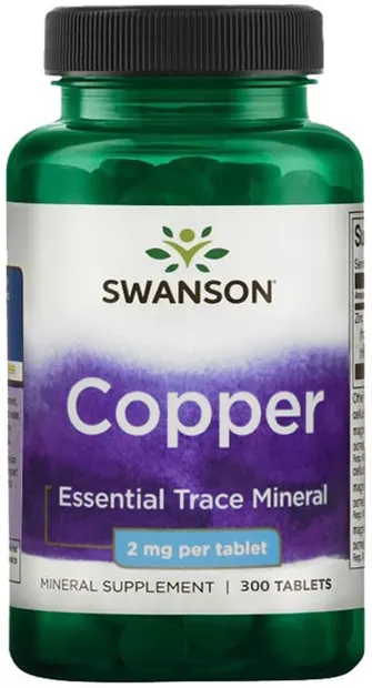 Copper, 2 mg, 300 tablete, Swanson