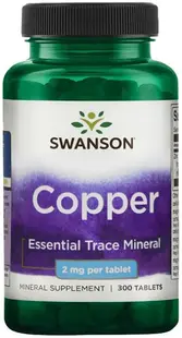 Copper, 2 mg, 300 tablete, Swanson