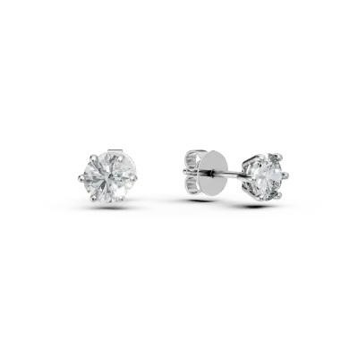 Cercei solitaire din aur alb cu diamante de 0.88ct