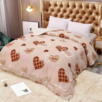 Patura CoCoLiNo cu blanita, 200x230cm, Jojo Home, Maro, inimioare