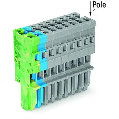 1-conductor female plug; 4 mm²; 10-pole; 4,00 mm²; green-yellow, blue, gray