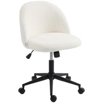 HOMCOM Scaun de birou rotativ cu Teddy-Fleece, reglabil pe înălțime, cu roți, spumă confort, crem | Aosom Romania