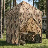 vidaXL Gară pop-up cu 4 perete laterale 3 x 3 m Camuflaj pădure