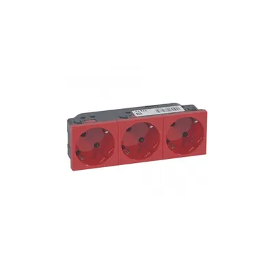 Multi-support multiple priza Mosaic - 3 x 2P+E automatic terminals - rosu