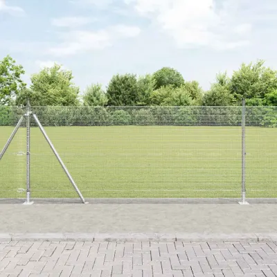 vidaXL Plasă de Sârmă Sudată cu Bază din Beton 10 x 1 m Argintiu Plasă