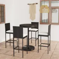 Gossi set mobilier bar de gradina cu perne, 5 piese, negru, poliratan