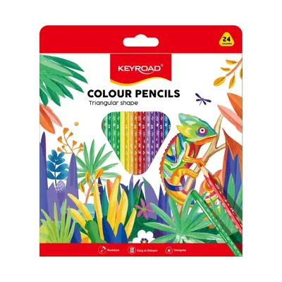 Creioane color triunghiulare, 24culori, 3mm, Keyroad KR971277