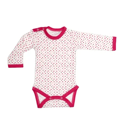 Body 4 capse maneca lunga RB07 alb/bulinute colorate, Rombaby | 6/9 luni