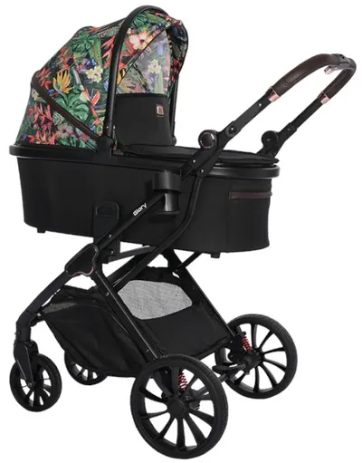 Cărucior pentru bebeluși 2 in 1 Lorelli - Glory, cu adaptoare , Tropical Flowers