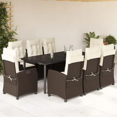 Gossi set mobilier de gradina cu perne, 9 piese, maro, poliratan