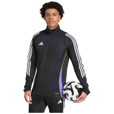 Bluză Adidas neagră bărbați, croială slim, AEROREADY, fermoar piept