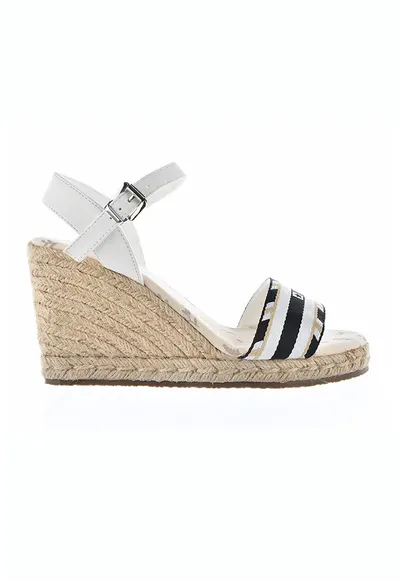Sandale wedge cu logo - Alb