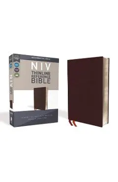 NIV, Thinline Reference Bible, Bonded Leather, Burgundy, Red Letter Edition, Comfort Print