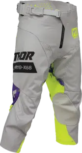 Pantaloni atv cross copii Thor Launchmode Bleach, culoare gri verde fluo, marime 24
