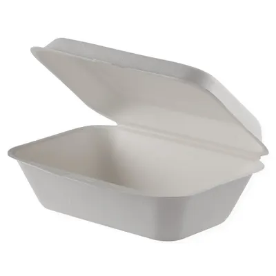 Caserole Biodegradabile din Trestie, Scoica, pentru Retail Albe 18x13 cm, 50 Bucati