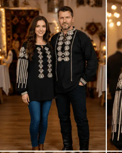 Set Traditional Cuplu 654 Camasi traditionale cu broderie
