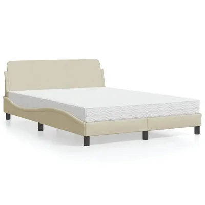 vidaXL Pat cu saltea, Dover, crem, 140x200 cm, textil