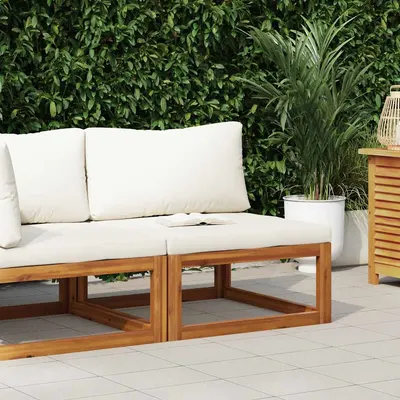 vidaXL Canapea modulară de mijloc, perne alb crem, lemn masiv acacia