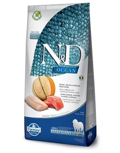 FARMINA N&D Ocean Dog Adult Giant Maxi hrana uscata caini adulti talie mare, cu somon, cod, pepene galben 12 kg