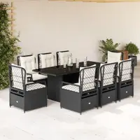 Gossi set mobilier de gradina cu perne, 9 piese, negru, poliratan