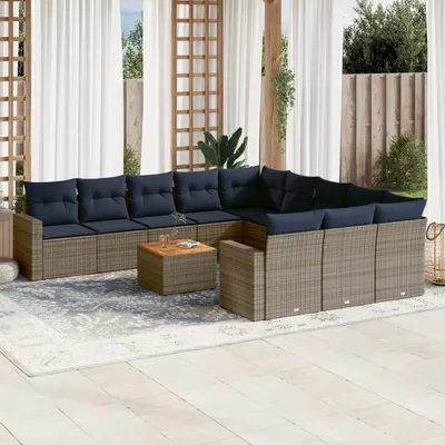 Gossi set mobilier de gradina cu perne, 12 piese, gri, poliratan