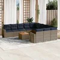 Gossi set mobilier de gradina cu perne, 12 piese, gri, poliratan