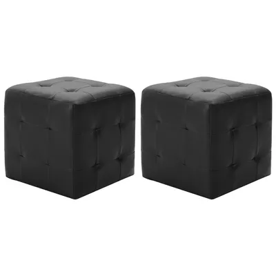 vidaXL Taburet, 2 buc., negru, 30 x 30 x 30 cm, piele ecologică