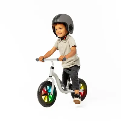 Bicicleta copii fara pedale Chillafish Charlie Glow Beige 10 inch, roti din spuma Eva, scaun reglabil de la 28-37 cm, ghidon ajutabil de la 47,6-50,4 cm, cadru usor, varsta recomandata 18-48 luni, spite stralucitoare