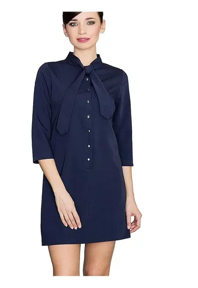 Rochie de zi - Poliester/Viscoza - Bleumarin