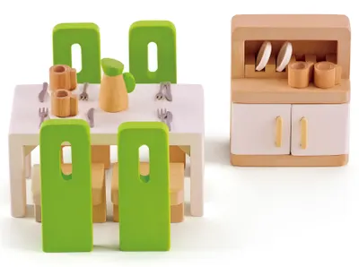 Set mobilier din lemn papusi Hape - Sufragerie