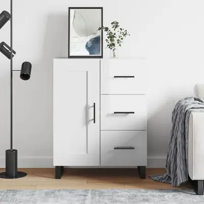 Gossi servanta, alb extralucios, 69,5x34x90 cm, lemn compozit
