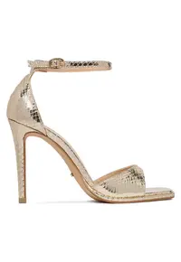 Sandale dama - stiletto - auriu - piele ecologica