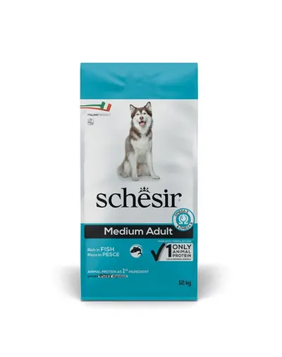 Hrană câini talie medie SCHESIR Original Medium Adult 12 kg cu pește