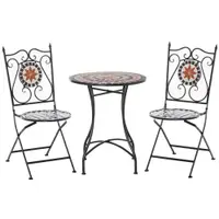 Set de Gradina Outsunny cu 2 Scaune Pliante si 1 Masuta tip Mozaic, Metal si Ceramica | Aosom Romania