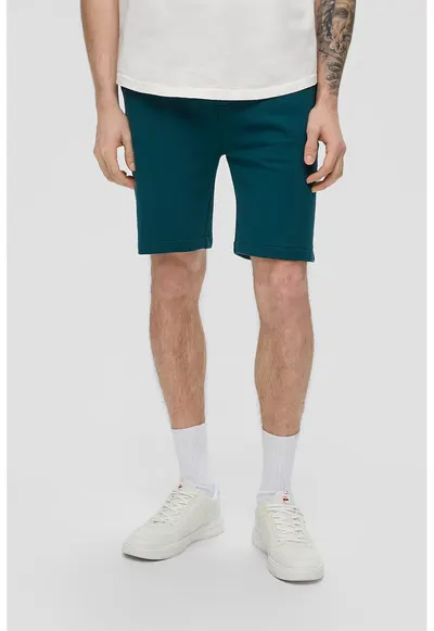 Pantaloni scurti de bumbac cu buzunare laterale - Albastru petrol