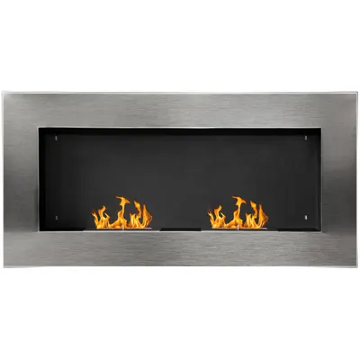 HOMCOM Semineu pe Bioetanol incalzitor Realizat din Inox cu 2 Arzătoare, aparat de incalzire ecologic 110x54x14cm Aosom |Romania
