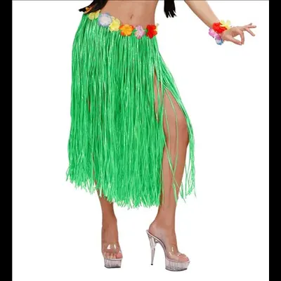 Fusta hawaii lunga flori verde