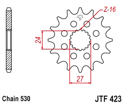 JT - Pinion (fata) JTF423, 18 dinti - B-King 1300 Hayabusa 1300 08