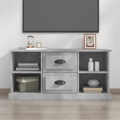 vidaXL Comodă TV, gri beton, 99,5x35,5x48 cm, lemn prelucrat