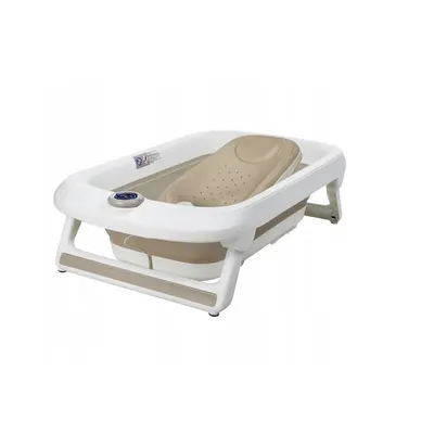 Cadita pliabila, Primabobo, Lux, Cu termometru electronic, Afisaj LCD, Suport de baie din silicon, Dop evacuare, Sarcina maxima 25 kg, 85x50x23.5, Bej