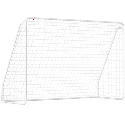 HOMCOM Poartă de Fotbal pentru Grădină și Parc cu 6 Pari în formă de U, din PE și Metal Eposidic, 301x120x200 cm, Alb | Aosom Romania