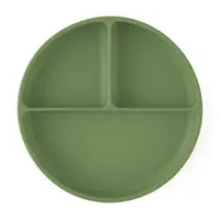 Farfurie compartimentata, Petite&Mars, Take&Match, Din silicon, Rotunda, Cu ventuza si 3 compartimente, Adecvata pentru masina de spalat vase si microunde, Nu absoarbe mirosuri, Fara BPA, 500 ml, 6 luni+, Sweet Pea, Verde